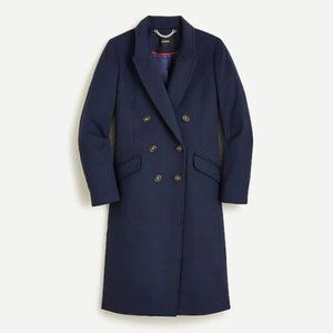 J Crew Double-Breasted Topcoat in Italian Wool-Cashmere in Navy Size 00